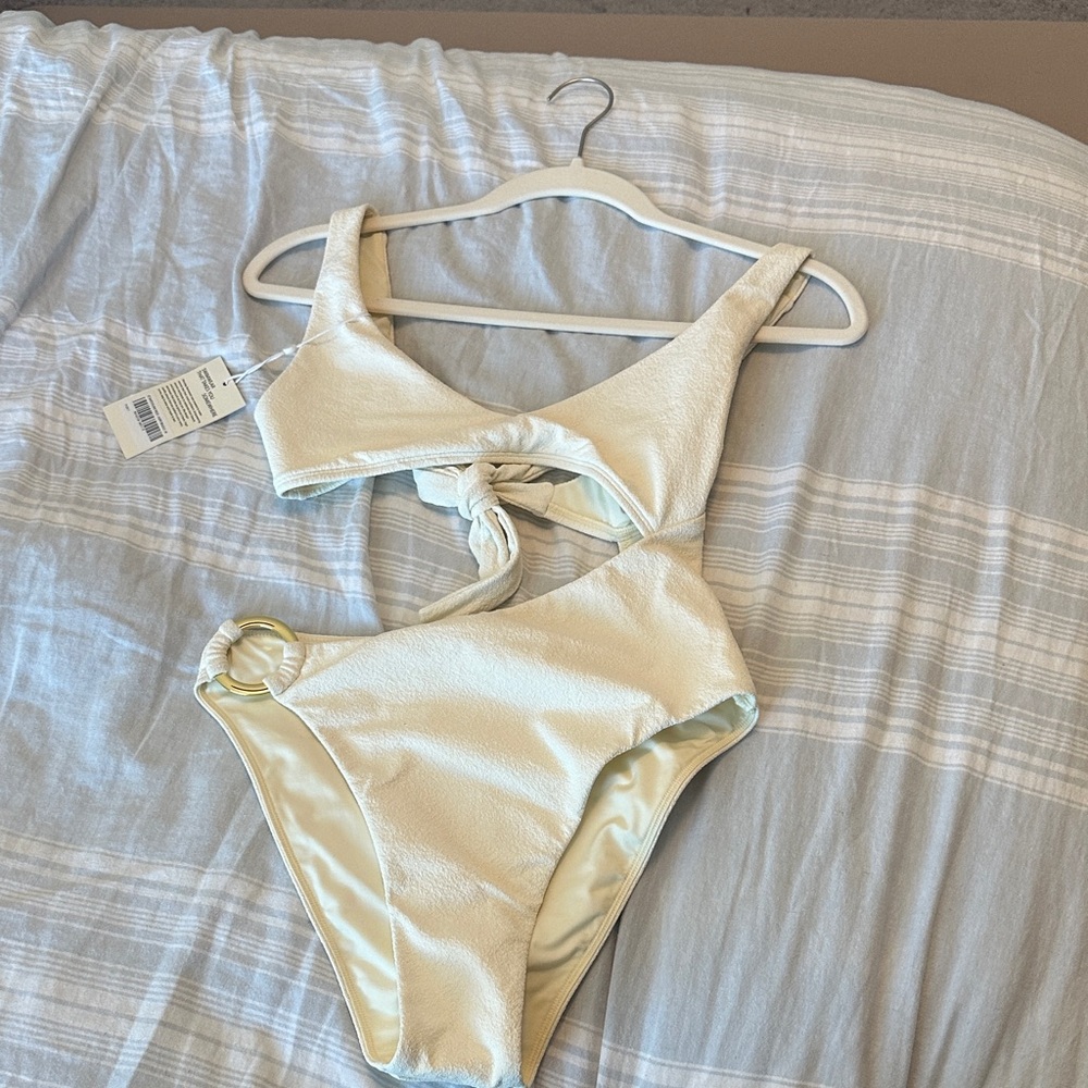 Monday Swimwear Ivory Textured Fabric